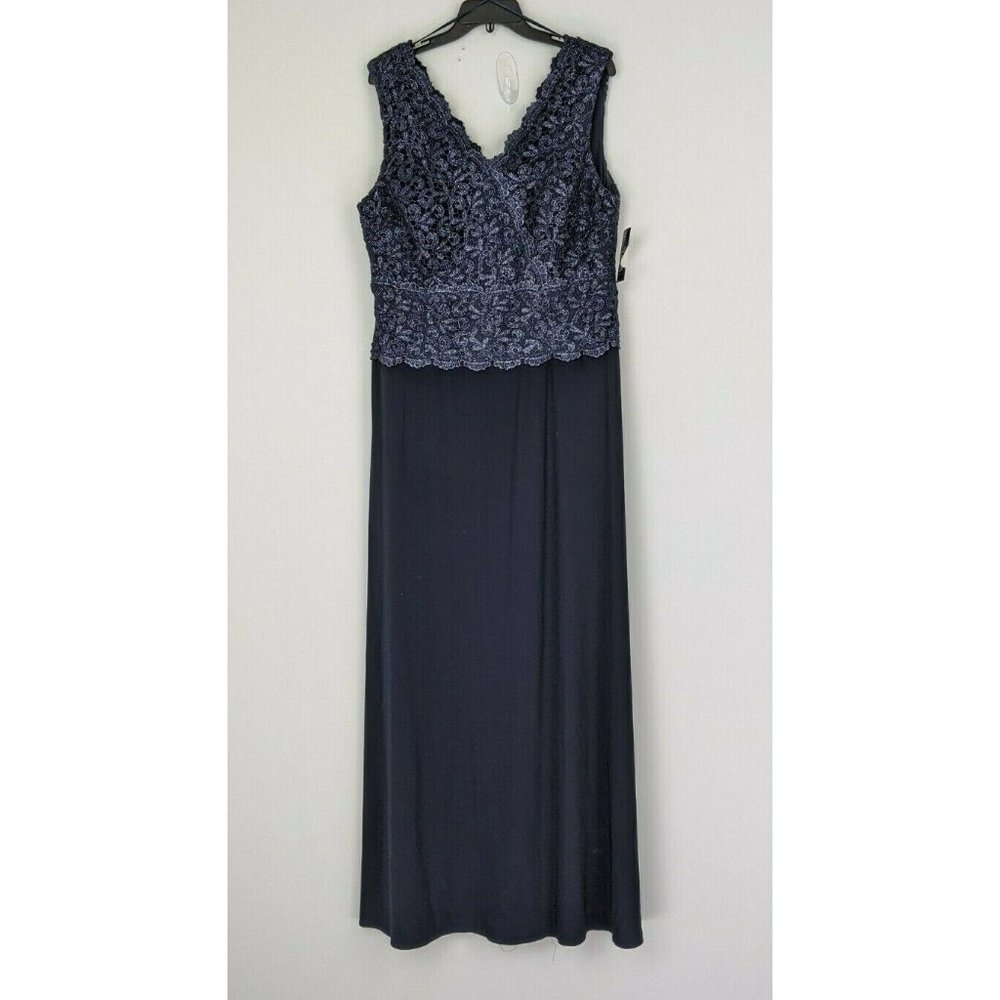 NWT Alex Evenings Gown Metalic Lace Bodice Chiffon - Picture 2 of 10